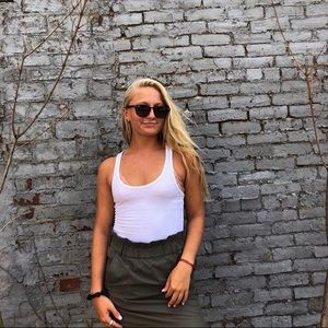 Cinched waist army green skirt